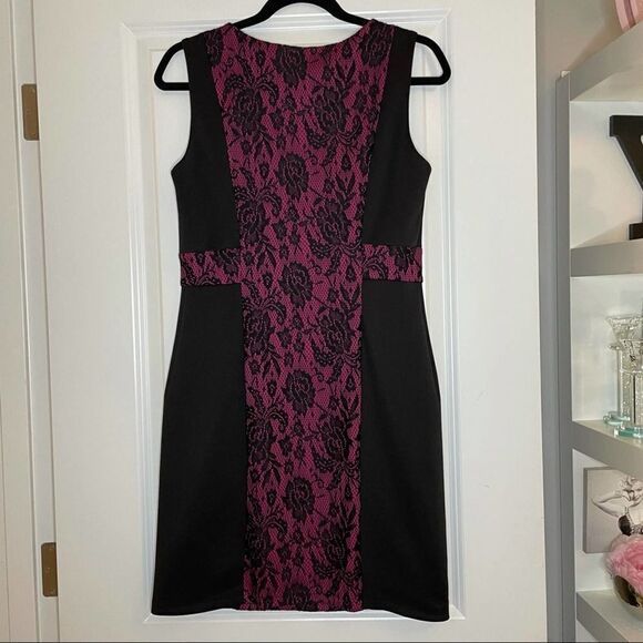 Enfocus Petite Bodycon Dress Black and Magenta 8P - Picture 4 of 12